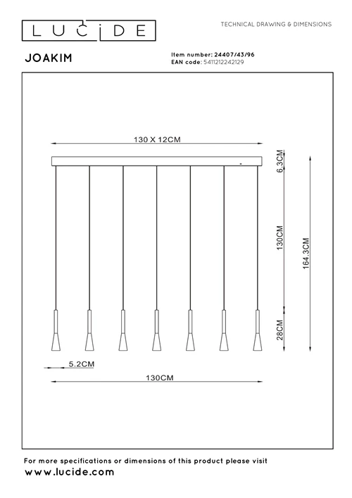 Lucide JOAKIM - Pendant light - LED Dim. - CCT - 7x6,2W 2700K/4000K - Coffee | Premium - technical